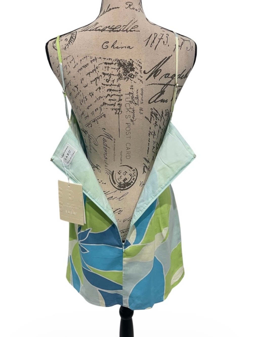 SABO NWT Tropical Mini Dress & Matching Shirt Set Blue Green Size M (Runs Small) - Picture 13 of 16